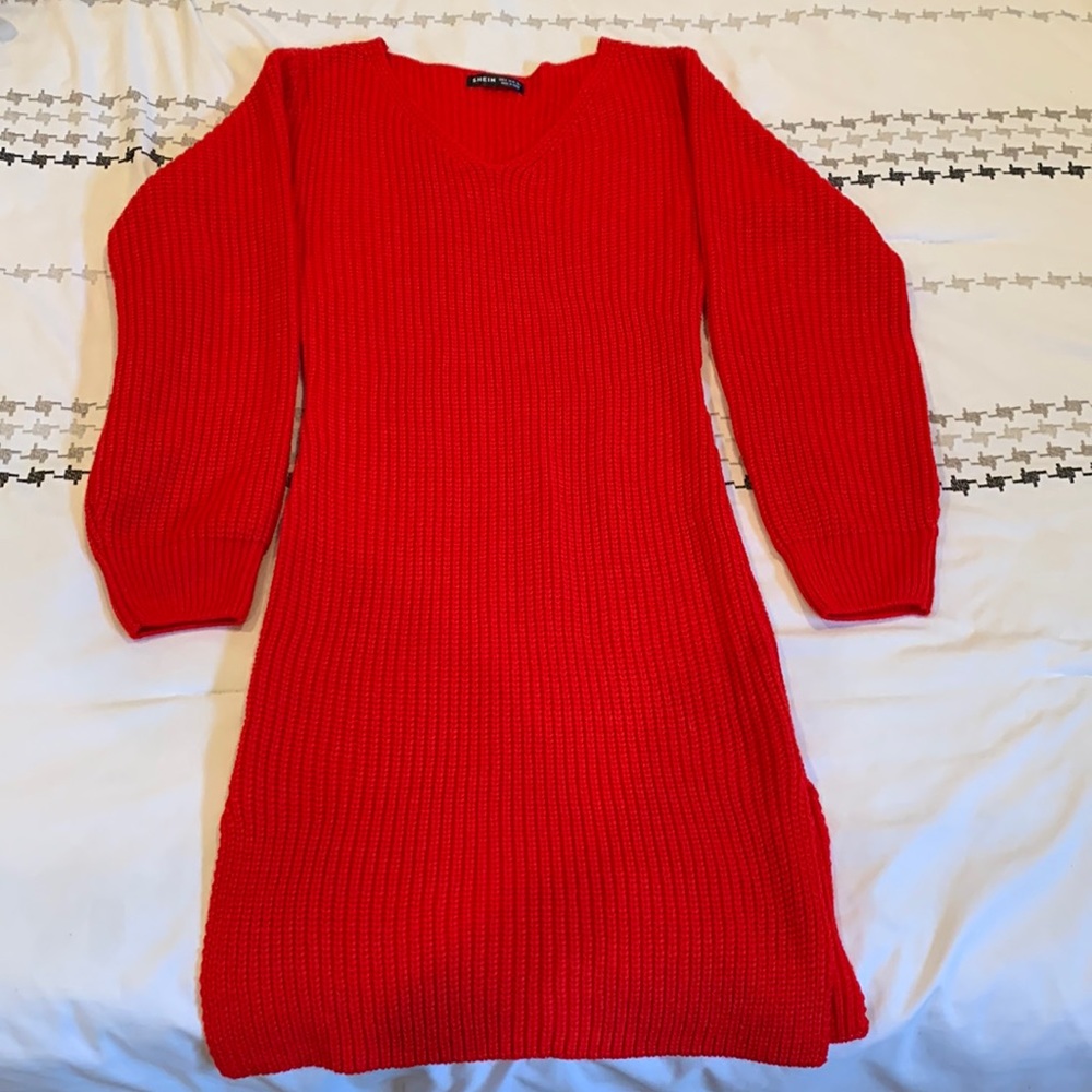 Red woven dress